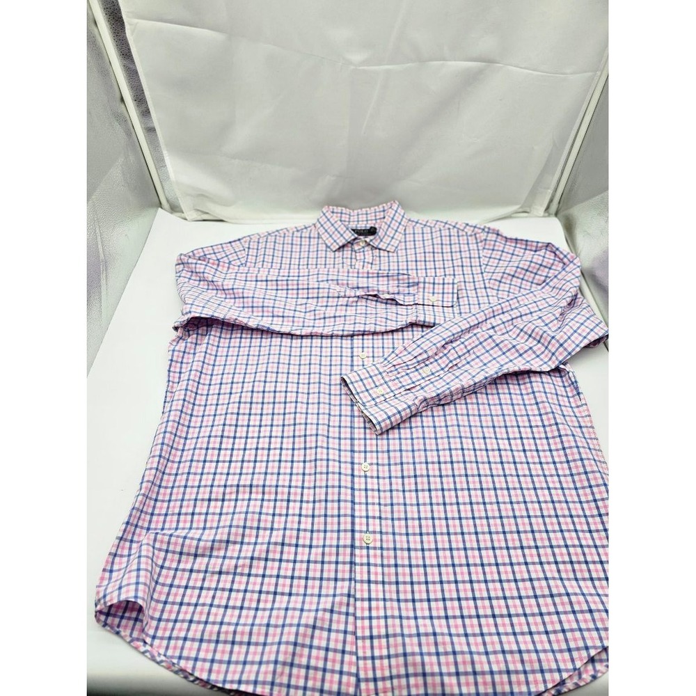 Polo Ralph Lauren Button Down Shirt Mens XL Pink Blue Plaid Good Classic Fit
